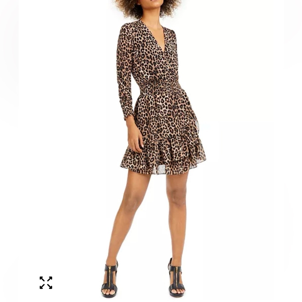 Michael Kors Leopard Print Long Sleeve Dress